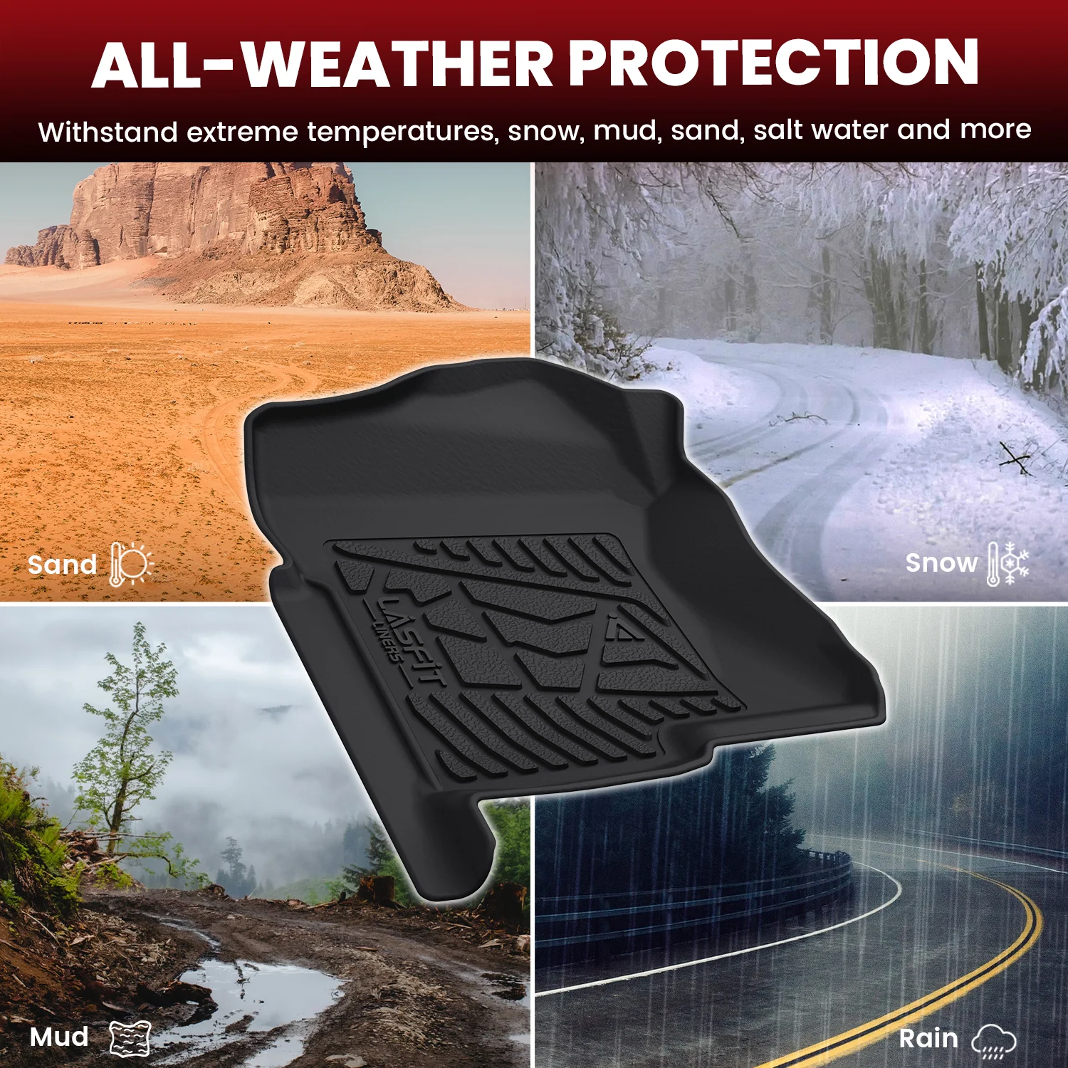 Fit for 2000-2006 GMC Yukon XL 1st & 2nd Row Floor Mats, Fit 2nd Row Bench Seat Only - Image 4
