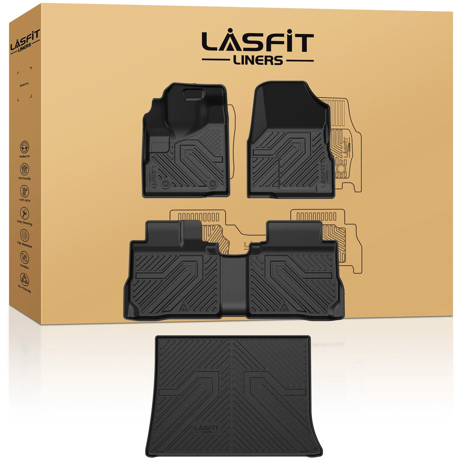 Fit for 2010-2017 GMC Terrain Floor Mats & Cargo Mat, Only Fit Second Row Seats Sliding Backwards - Image 8