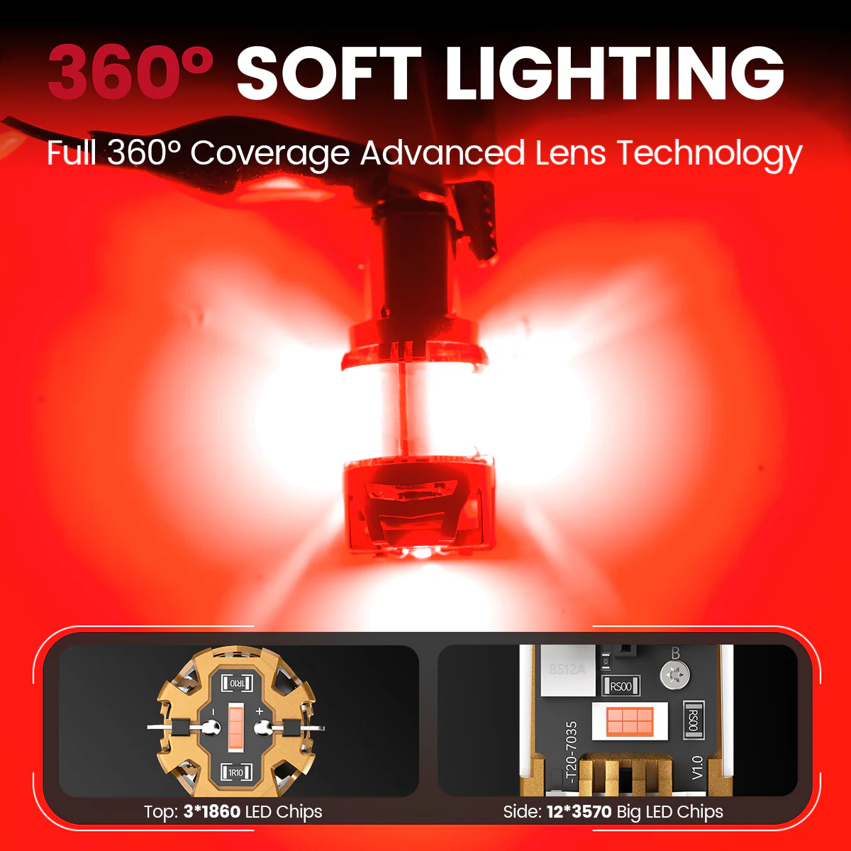 Red 1157 CanBus-Ready Rear Turn Signal Light Brake Light Tail Light LED Bulbs | D2 Series - Image 7