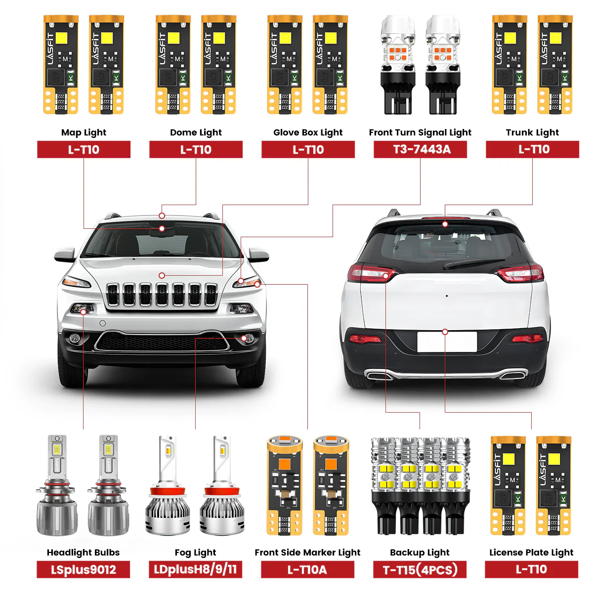 Fit for 2014-2016 Jeep Cherokee The Brightest LED Bulbs Upgrade | Tested and Verified