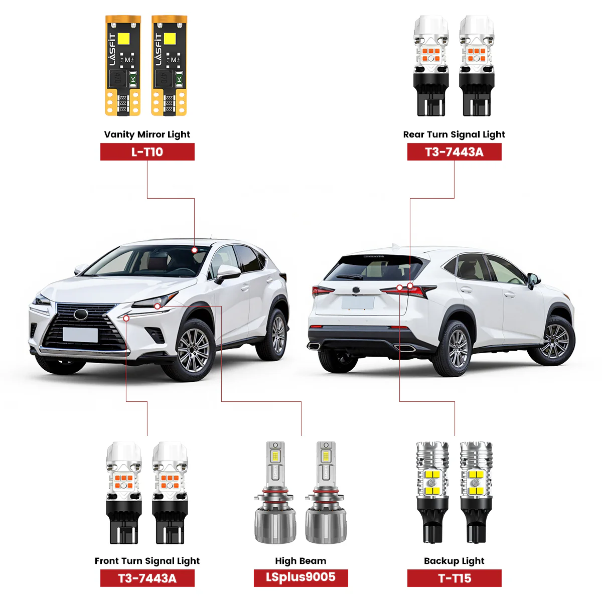 Fit for 2015-2017 Lexus NX The Brightest LED Bulbs Upgrade | Tested and Verified