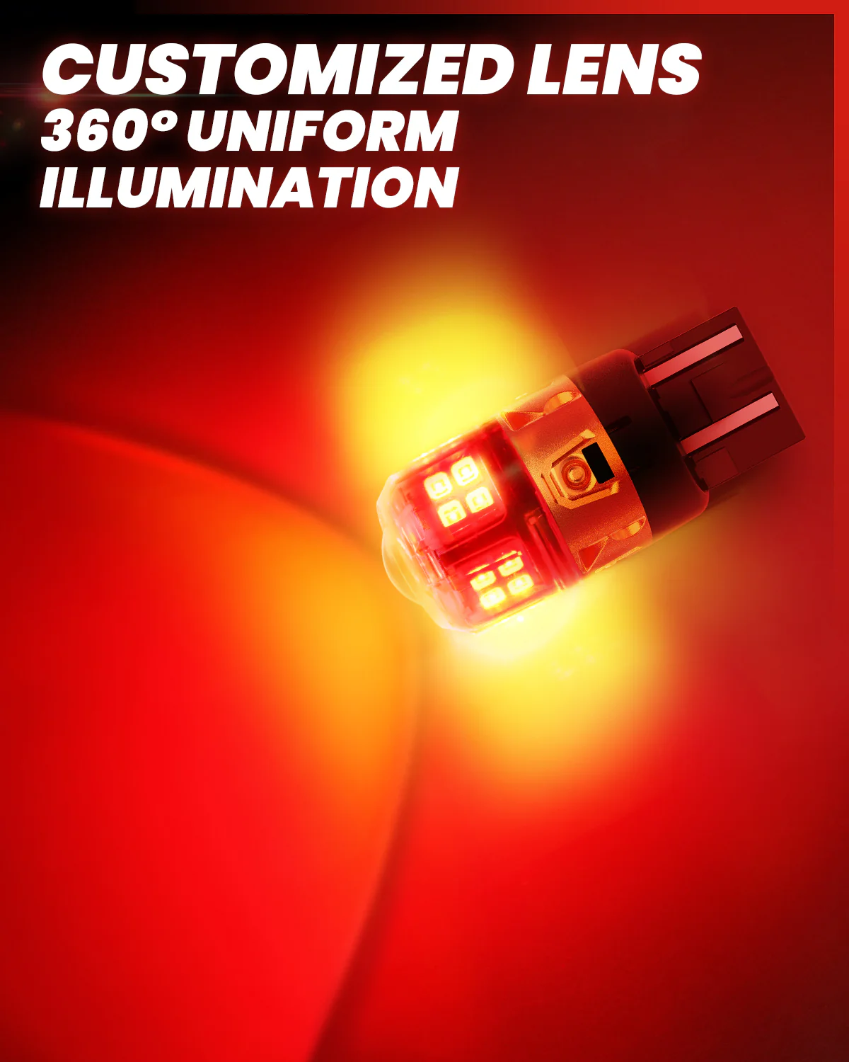 7443 7440 7444 LED Brake Tail Stop Parking Light Bulb | Brilliant Red, 2 Bulbs | Upgraded L2 Series - Image 3