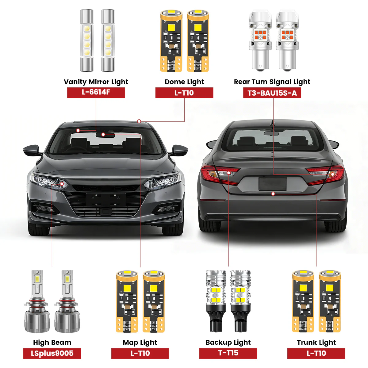 Fit for 2018-2022 Honda Accord LED Bulbs 9005 Exterior Interior Bulbs