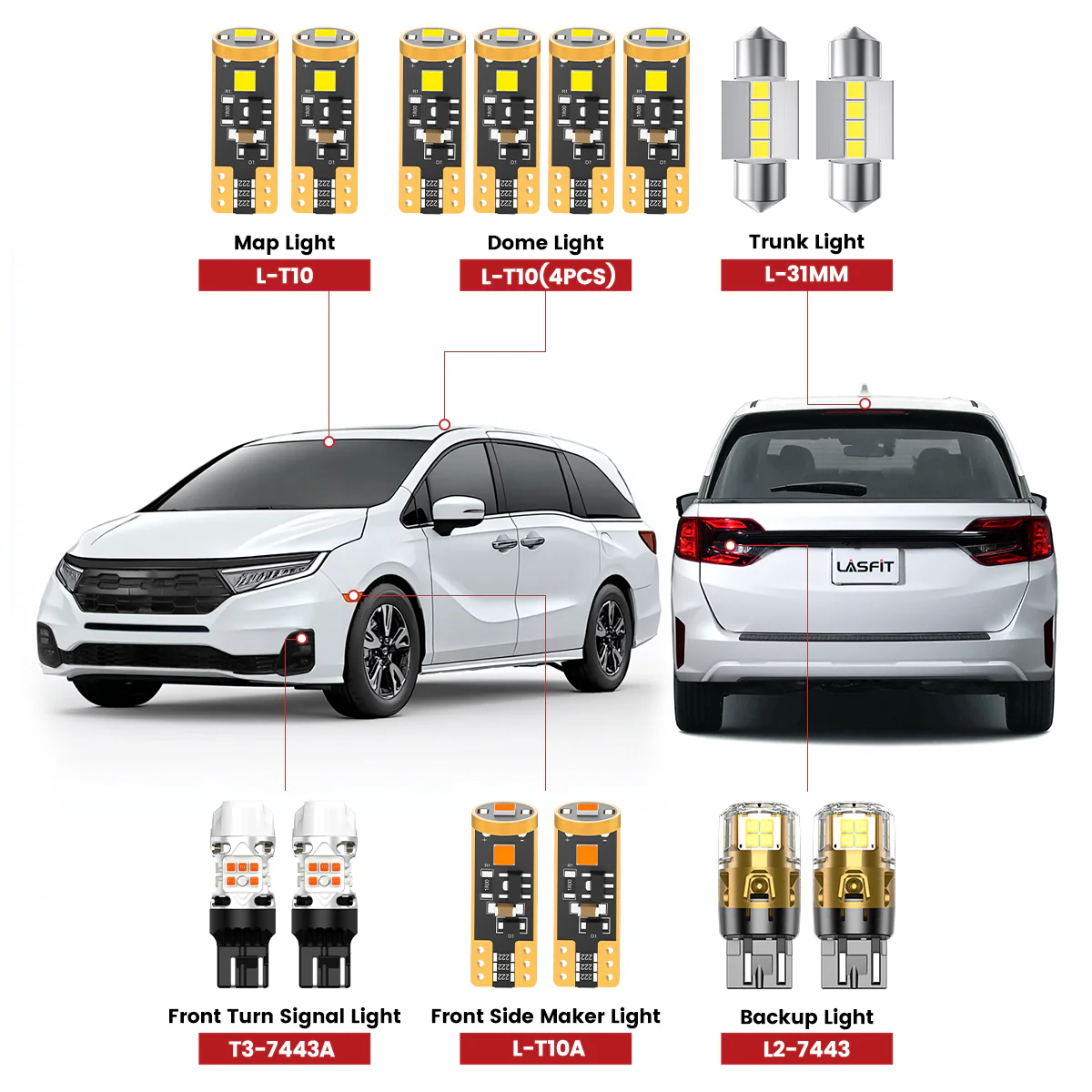 Fit for 2021-2025 Honda Odyssey LED Bulbs Upgrade | Tested and Verified