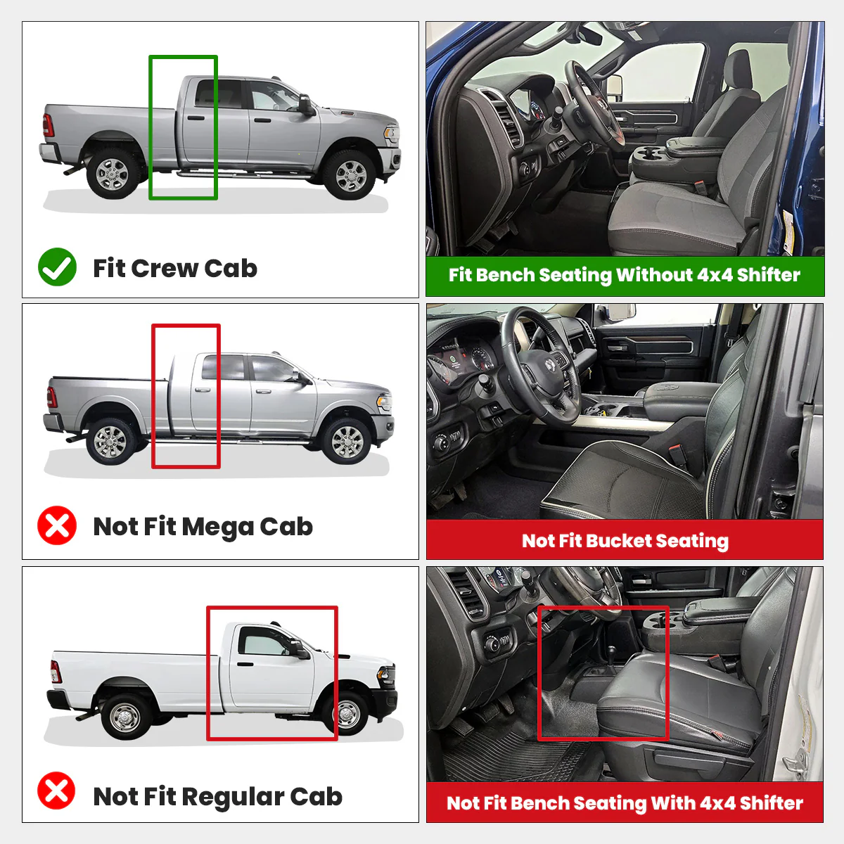 Fit for 2019-2026 Ram 2500 3500 Floor Mats, Fit Crew Cab Without Power Take-Off (PTO) KIT & Carpet Floor Only - Image 11