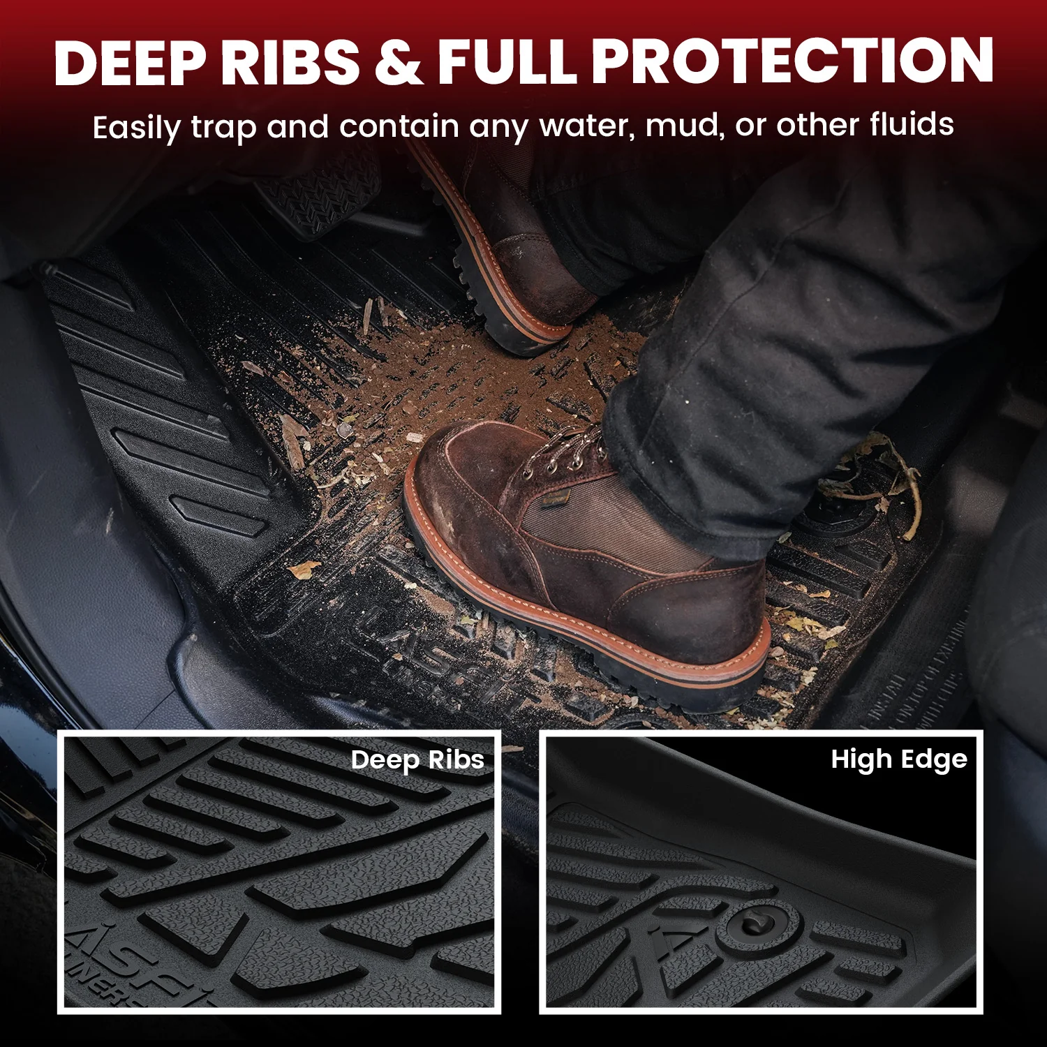 Fit for 2019-2026 Ram 2500 3500 Floor Mats, Fit Crew Cab Without Power Take-Off (PTO) KIT & Carpet Floor Only - Image 4