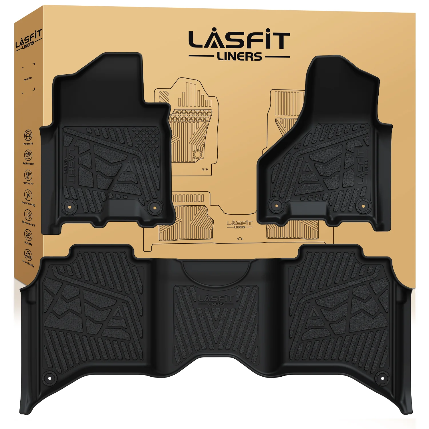 Fit for 2019-2026 Ram 2500 3500 Floor Mats, Fit Crew Cab Without Power Take-Off (PTO) KIT & Carpet Floor Only - Image 9