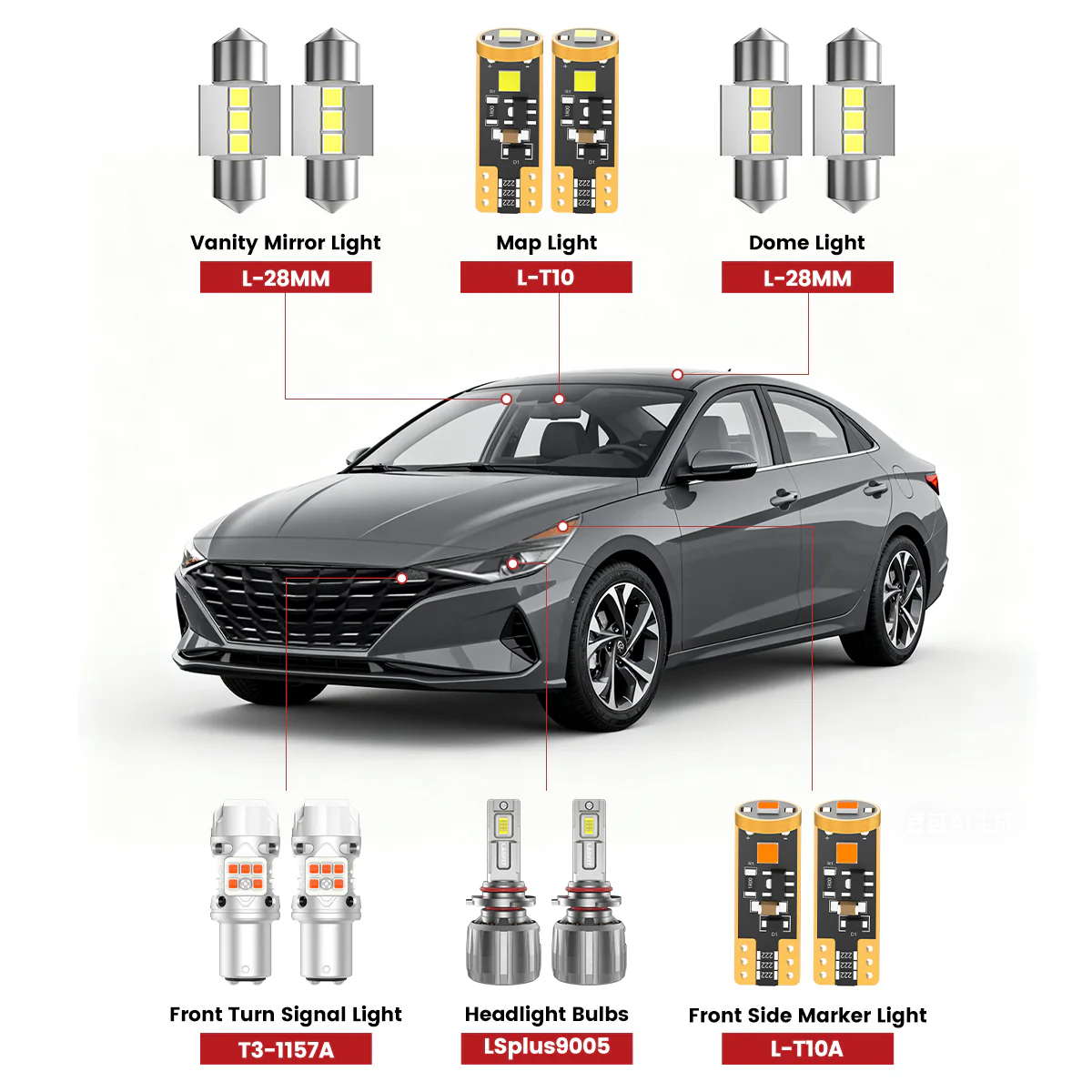 Fit for 2021-2023 Hyundai Elantra The Brightest LED Bulbs Upgrade | Tested and Verified