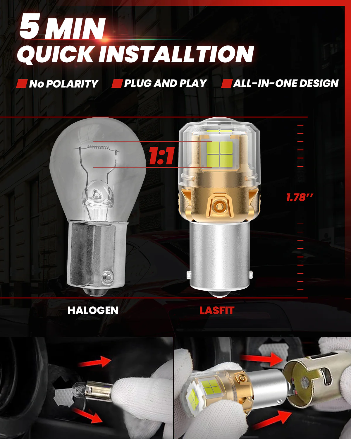 1156 1073 7506 1141 LED Reverse Backup Light Bulb | Xenon White, 2 Bulbs | Upgraded L2 Series - Image 4