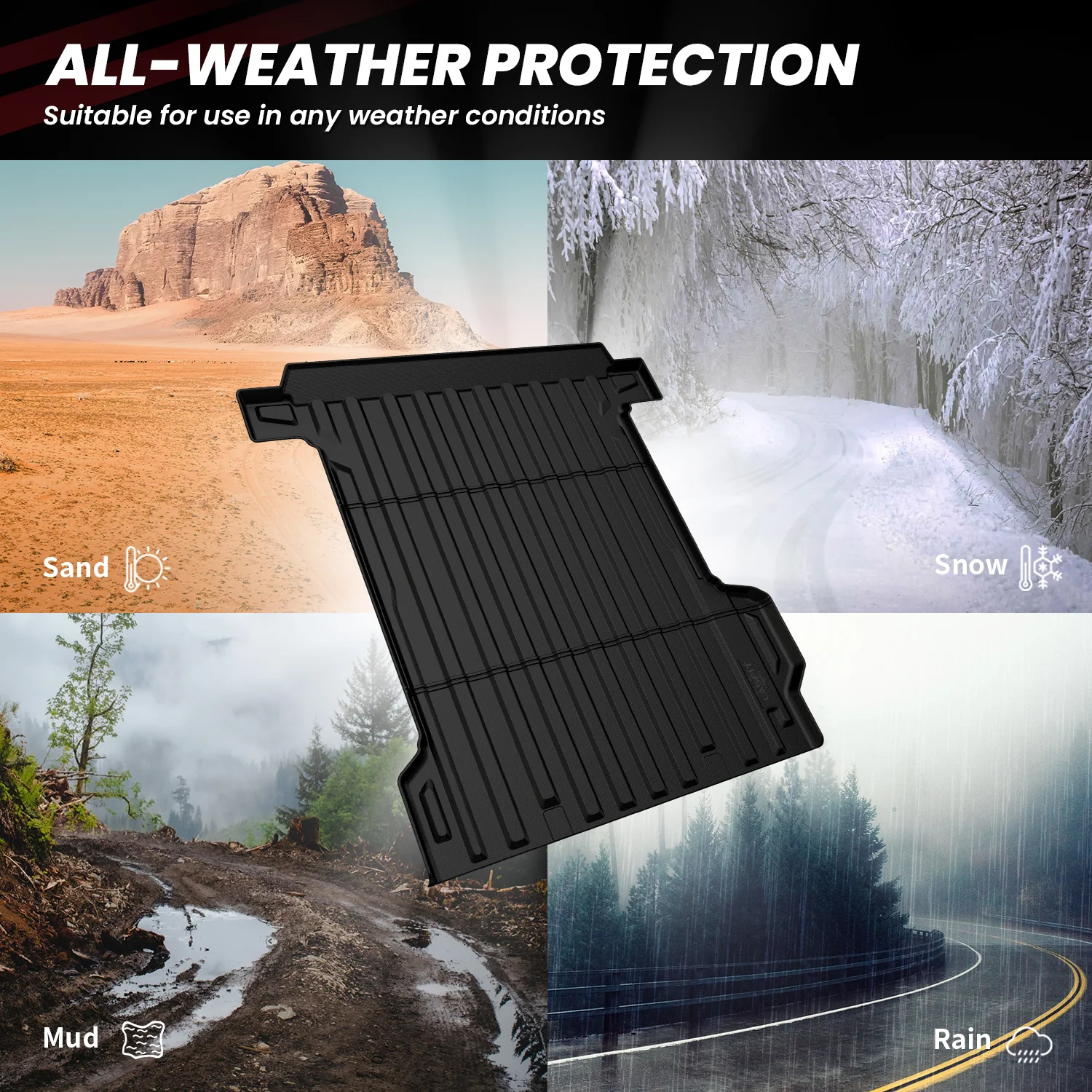 Fit for 2024-2026 Chevrolet Silverado EV 5.9FT Bed Mat, Fit With Multi-Flex Midgate Only - Image 4