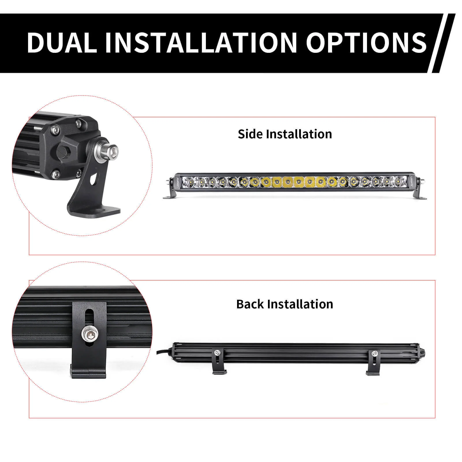 52 Inch Off-Road LED Light Bars Roof Windshield Rear Combo Flood Spot Single Row - LASFIT - Image 12