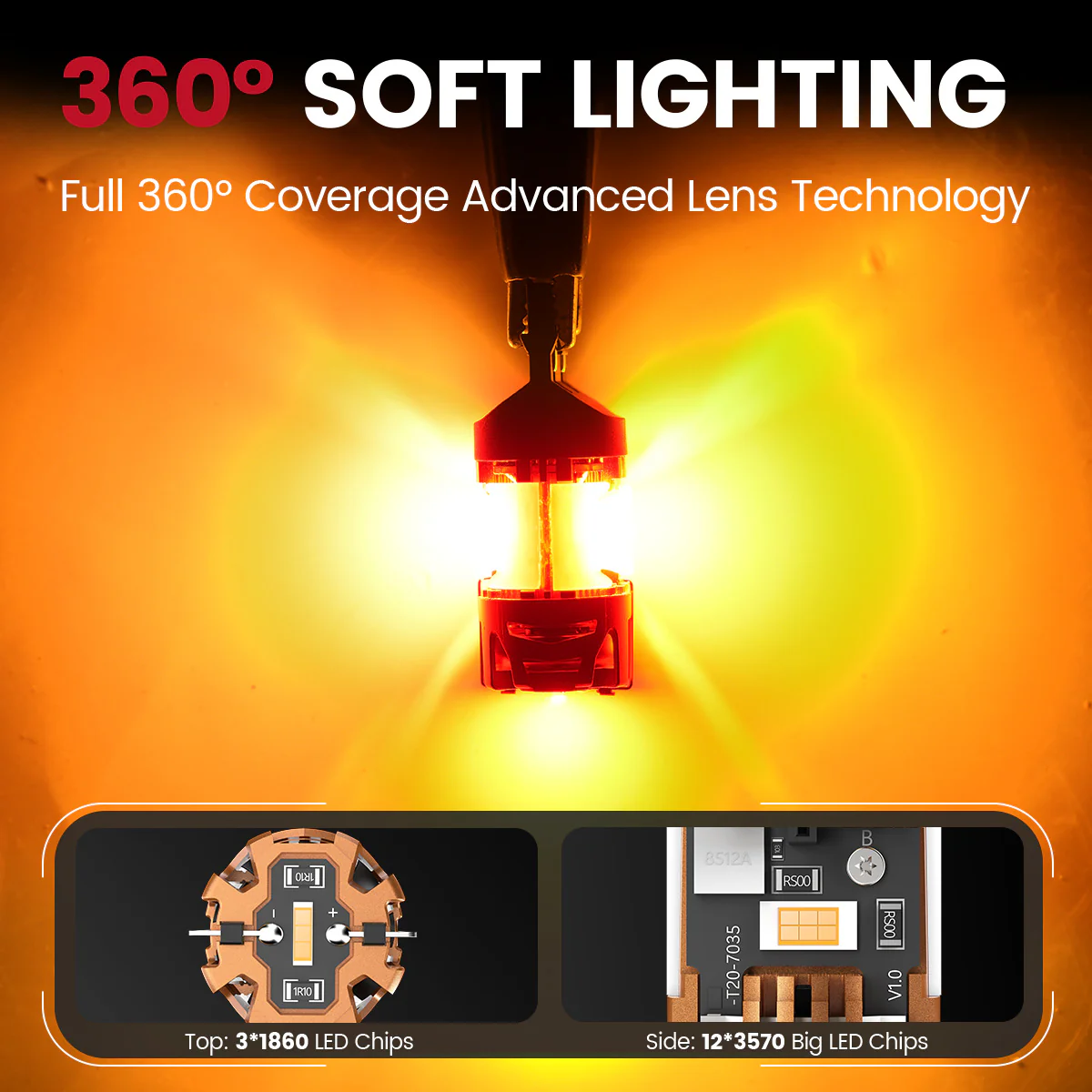 Amber 7443 CanBus-Ready Turn Signal Light LED Bulbs | D2 Series - Image 5
