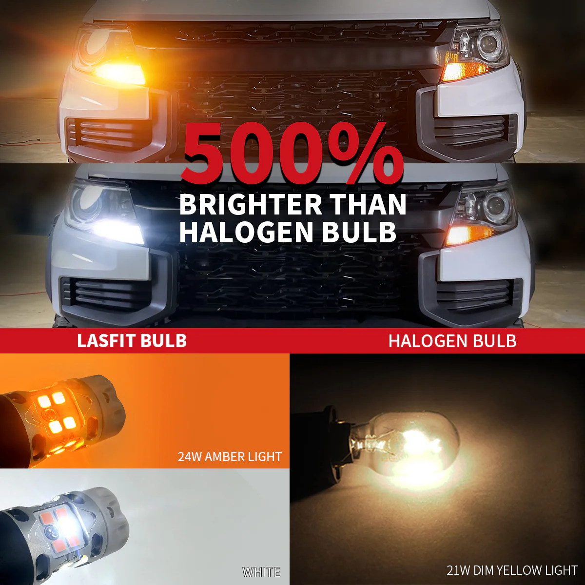 7443 7444 LED  Front Turn Signal Bulbs CanBus-Ready Switchback | T3 Series - Image 9