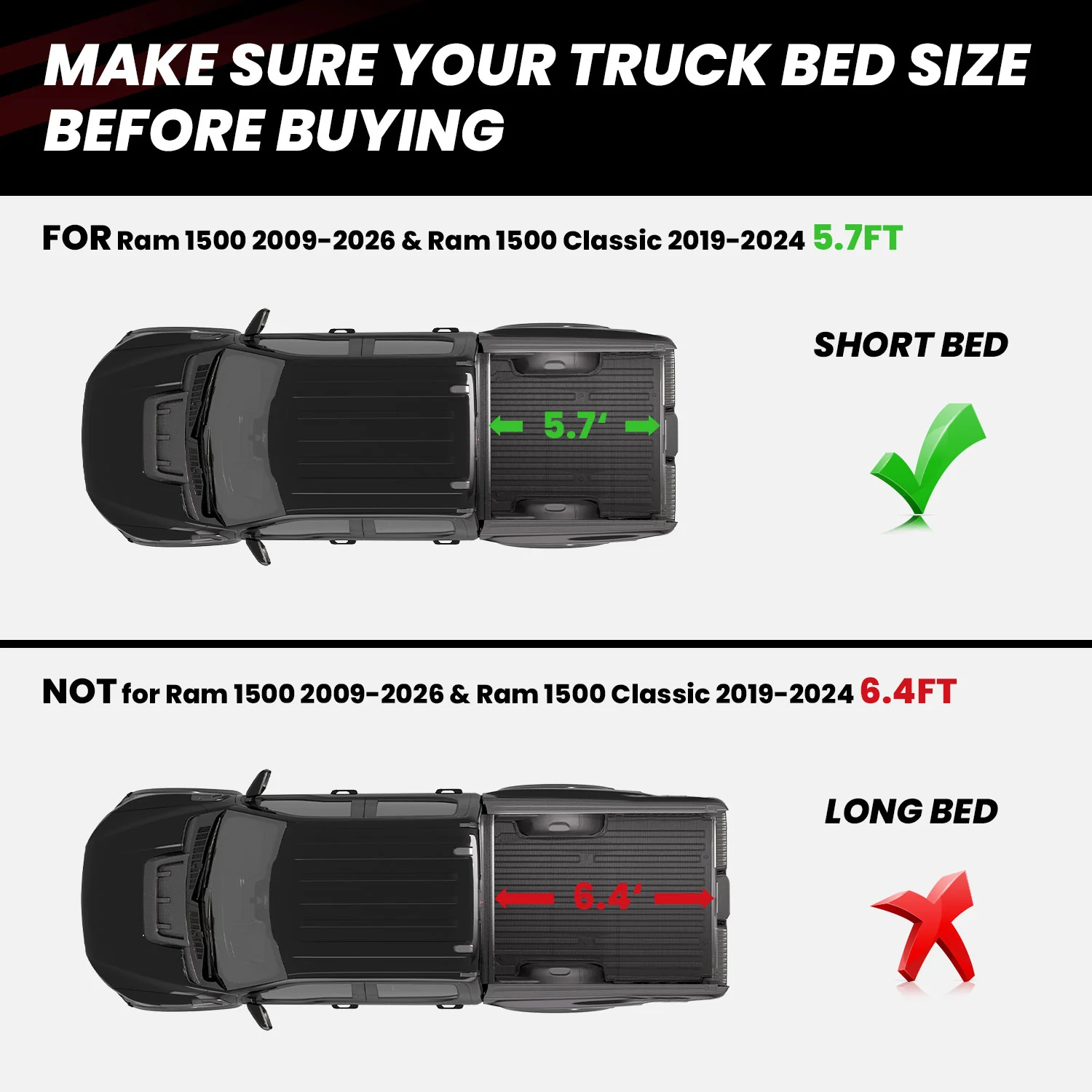 Fit for 2006-2018 Ram 1500 Heavy Duty Bed Mat or Tailgate Mat - Image 30