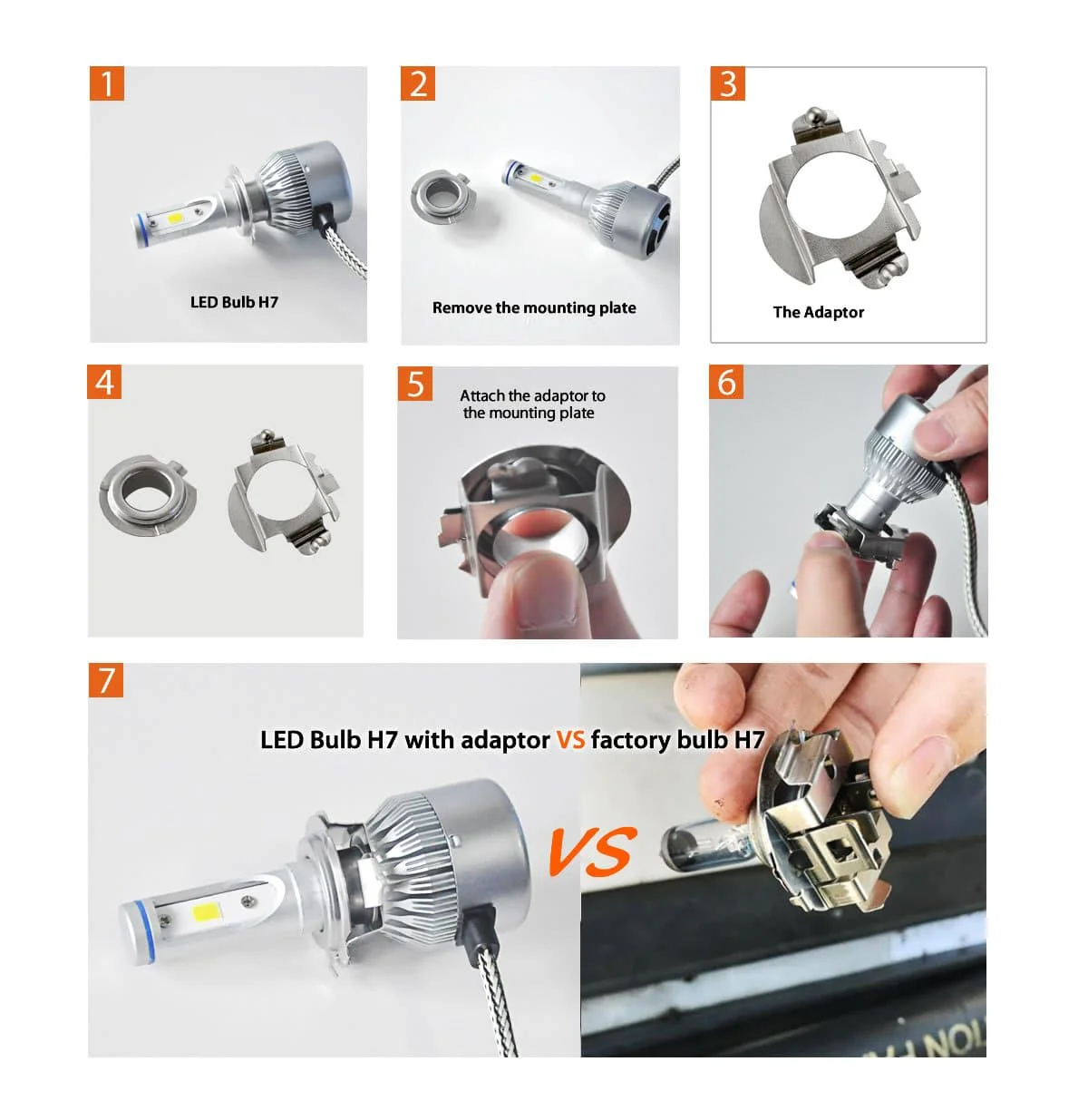 TK002 H7 LED Bulbs Adapters Holders Retainers Fit for Mercedes-Benz Volkswagen - Image 3