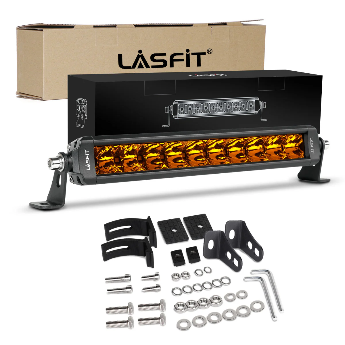 Lasfit 12"/22"/32"/42"/52" Off-Road Slim Single Row Combo Flood Spot Beam LED Amber Light Bars - Image 2