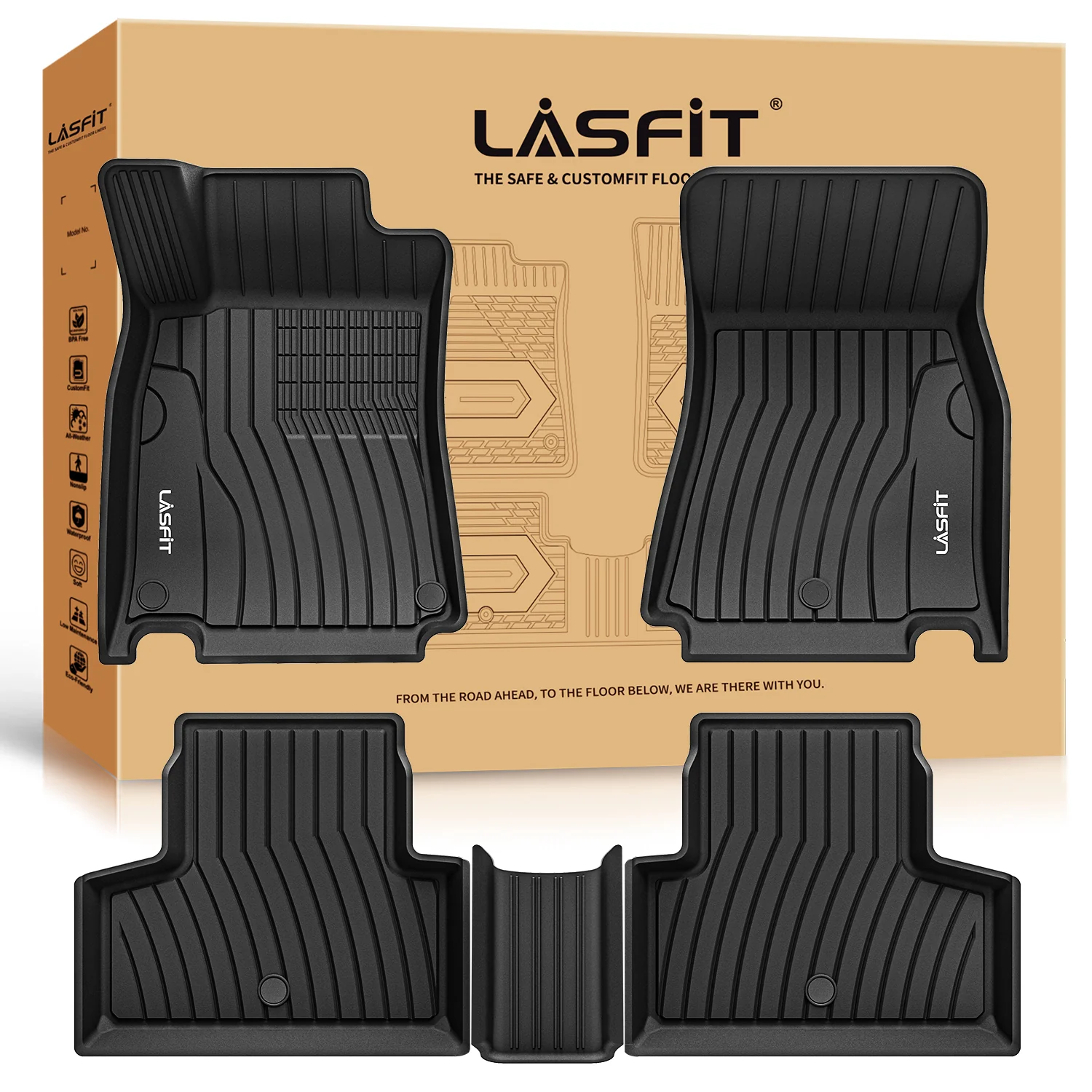 Fit for 2020-2026 Mercedes Benz GLB Custom Floor Mats TPE Material 1st & 2nd Row